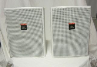 Pair of White JBL Control 25 Indoor Outdoor Speakers w Mounts