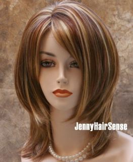 Delightful New Style Wig Straight Layered Red Blonde Auburn Mix Bangs
