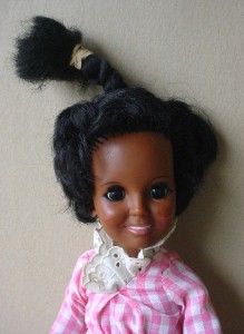 1968 Black Crissy Growing Hair Ideal 18 Doll w Gingham Dress African