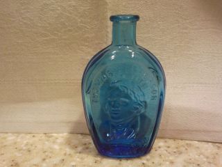 VINTAGE THOMAS JEFFERSON BLUE GLASS MINIATURE BOTTLE WHEATON GLASS