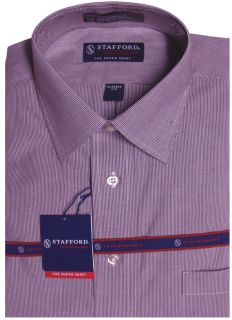 New Stafford Men’s Light Purple Mini Stripes Performance Dress Shirt