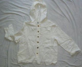 Womens Just Jef White Linen Hoodie Size Small