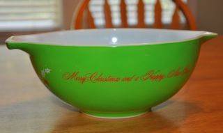 Vintage Pyrex 2.5 Qt Merry Christmas Cinderella Bowl #443 Excellent