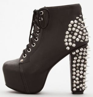 Jeffrey Campbell Spike Lita 7 37 Ankle Boots Black Leather