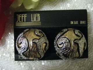 Jeff Lieb Vintage Goldtone Silvertone Black Earrings