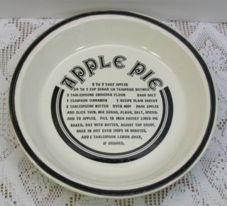 Jeannette Royal China Apple Recipe Pie Plate Baking Pan White w Black