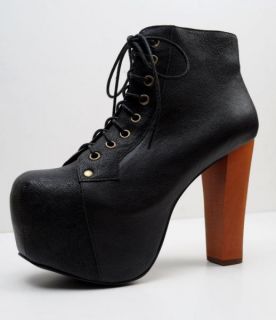 Jeffrey Campbell New Black Lita Wedge Boots Shoes 10
