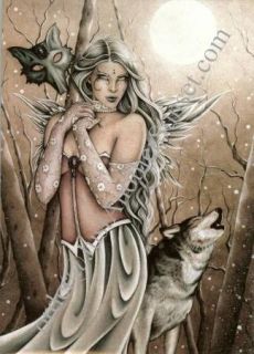 Jessica Galbreth Print 5x7 Fairy Faery Winter Wood Wolf Mask Snow Ice
