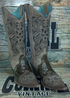 Corral Brown Python Fancy Inlay Boots C2152