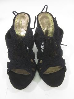 Jessica Bennett Black Crochet Pumps Heels Sz 8