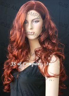 Long Wavy Curly Spiral Jessica Rabbit Red Auburn Wig Jsob