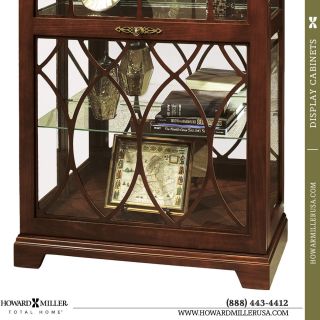 680 509 Howard Miller Cherry Modern Curio Display Cabinet Back Mirror