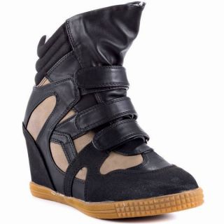 Penny Sue Jeri Black Taupe Wedge Sneakers