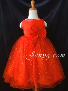 SB51 Flower Girls Formal Holiday Pageant Party Gowns Dresses Red 0 4