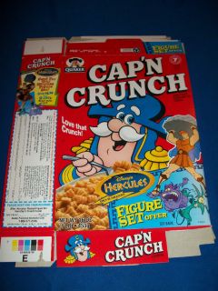 Disney CapN Crunch Cereal Box w Hercules Figurine Promotion Quaker