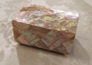 Antique Mother of Pearl Trinket Jewelry Box Circa 1900