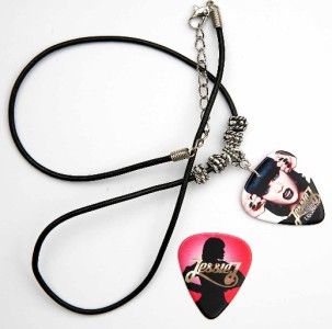 Jessie J Black Leather Guitar Pick Necklace Plectrum