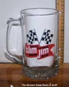 Slim Jim 1995 Collectors Edition NASCAR Heavy Glass Mug Stein