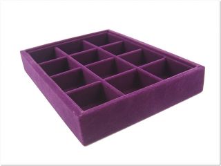 Purple Velvet 12 Compartment Jewelry Show Box Case Tray