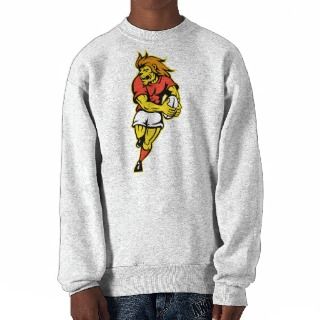 Lion playing rugby running with ball cartoon sweatshirt