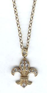 Gold Brass Fleur de Lis Catherine Popesco Necklace New