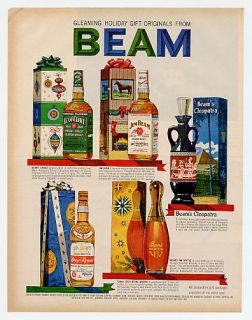 1962 Jim Beam Gift Decanter Bottles Cleopatra Bowling Pin Spey