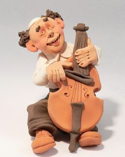 Jewish Cello Klezmer Figurine HASSIDIC Band Player Hasidic Music