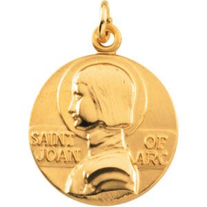 14k St Joan of Arc Medal Pendant Protector Religious Je