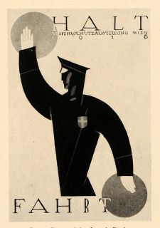 1927 Joseph Binder Traffic Policeman Poster B w Print Original
