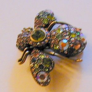 Joan Rivers Large Multi Colored Bee Pin Periodot and Peach Colored