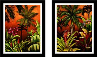 Ubud Tropical Art Framed Matted Set Rodolfo Jimenez