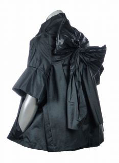 Jocelyn Womens Nylon Flutter Sleeve Rain Cape Bow Jacket Black Sizes