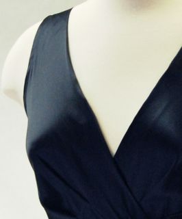 DKNY Donna Karen New Black V Neck Mid Calf Silk Dress Sz 6 Sale Retail