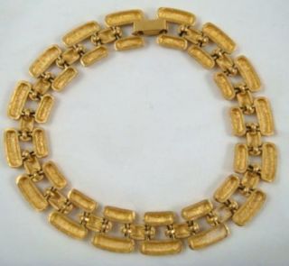 Vintage Anne Klein Chunky Gold Brass Tone Link Collar Necklace Lion