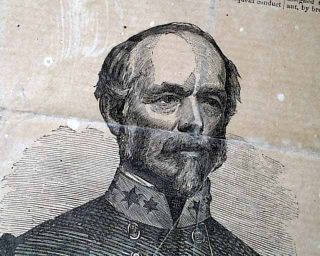 RARE Confederate Illustrated Gen Joseph E Johnston Civil War 1862 VA