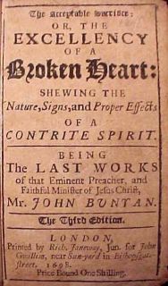 1698 John Bunyan Last Work Broken Heart Antique Bible Holy Christian