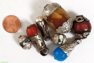 Tibetan Beads Pendants Silver Repoussee Grab Bag Loose