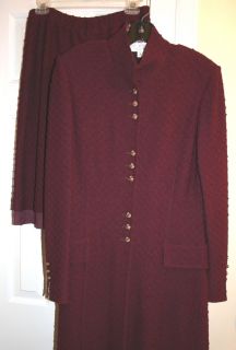 St John Knit Awesome Wineberry Coat Suit 3 PC Sz 8 10