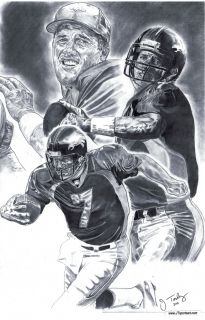 Denver Broncos John Elway Drawing Sketch Art Poster  