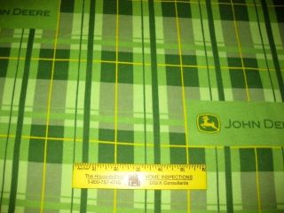 John Deere Feeling Green Plaid Cotton Flannel Fabric by Yard  