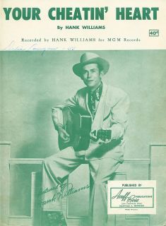 1952 Hank Williams "Your Cheatin' Heart" Sheet Music  