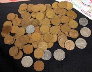 Wheat Cents Treasure in John Ruskin Style Cigar Box Nice Penny Collection  