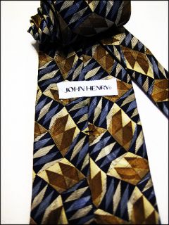 Mens Designer John Henry 100 Silk Geometric Neck Tie  