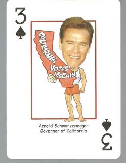 Arnold Schwarzenegger 2008 John McCain Election Campaign Playing Card  