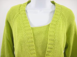 John Patrick Lime Green Sweater Cardigan Set Sz M  