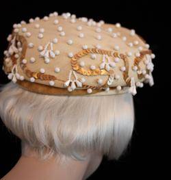 Rare Breathtaking Elsa Schiaparelli Paris France Couture Beaded Pristine Hat M  