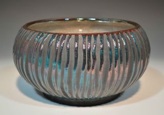 Contemporary Fine Art Raku Bowl w Stripes by John Turner  