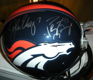 Peyton Manning John Elway Signed Full Size Broncos Helmet w MM COA Manning H  