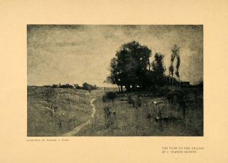 1908 Print Path Village William Evans Murphy Landscape Original Historic Image  