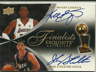 Kobe Bryant John Stockton UD Exquisite Finalists Dual Auto Autograph 16 25  
